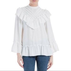 Max Studio Bell Sleeve pleated white Blous…